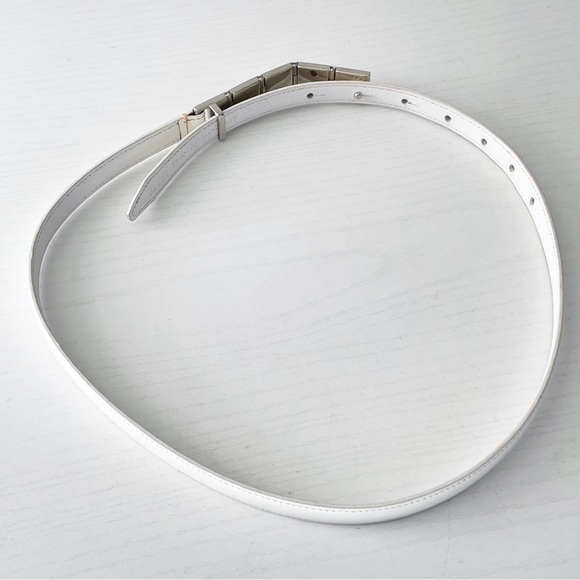 Gucci RARE white leather silver lettering logo belt vintage